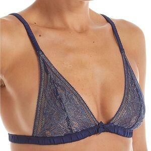 L'Agent Agent Provocateur Siena Lace Bralette Soft Cup Bra • Small • Navy Gold